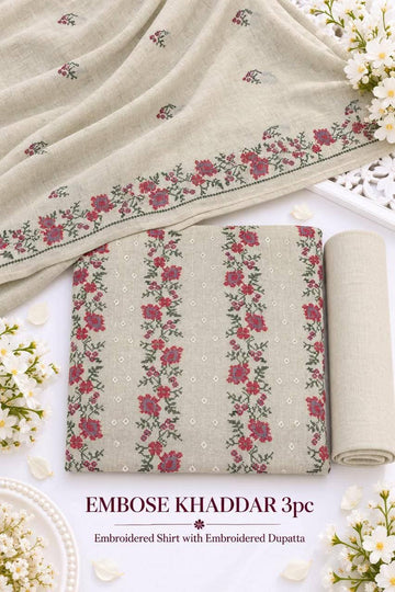 Khaddar 3pc Embroidered Suit