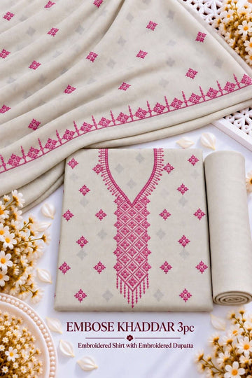 Khaddar 3pc Embroidered Suit