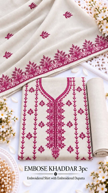Khaddar 3pc Embroidered Suit