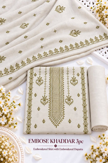 Khaddar 3pc Embroidered Suit