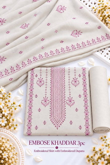 Khaddar 3pc Embroidered Suit