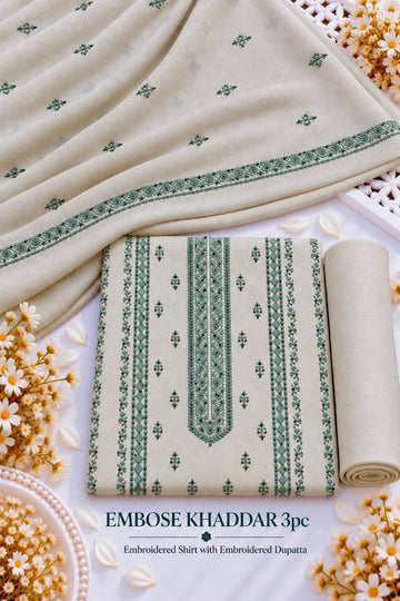 Khaddar 3pc Embroidered Suit