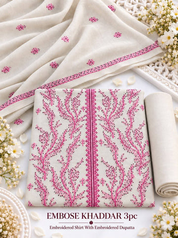 Khaddar 3pc Embroidered Suit