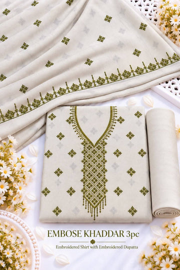 Khaddar 3pc Embroidered Suit