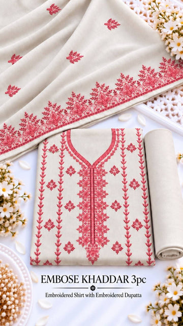Khaddar 3pc Embroidered Suit