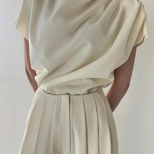SkuCY-!104458MaterialCotton-blend StyleShort Sleeves FeatureSolid Color NecklineHigh-neck OccasionCasual
