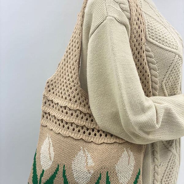 Hollow Floral Woven Handbag Bags APRICOT-One_size SkuCY-!116056MaterialPolyester LiningPolyester FeatureFloral