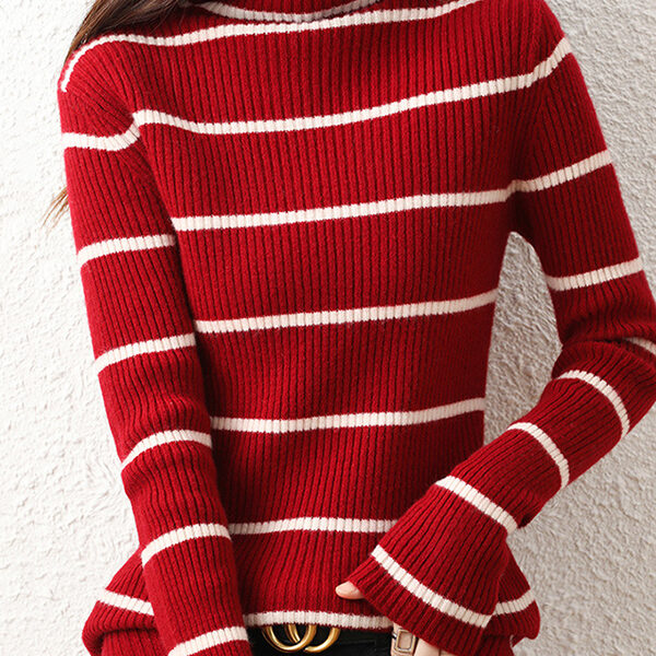 SkuCY-!112242MaterialWool StyleSkinny FeatureStriped NecklineHigh-neck OccasionCasual