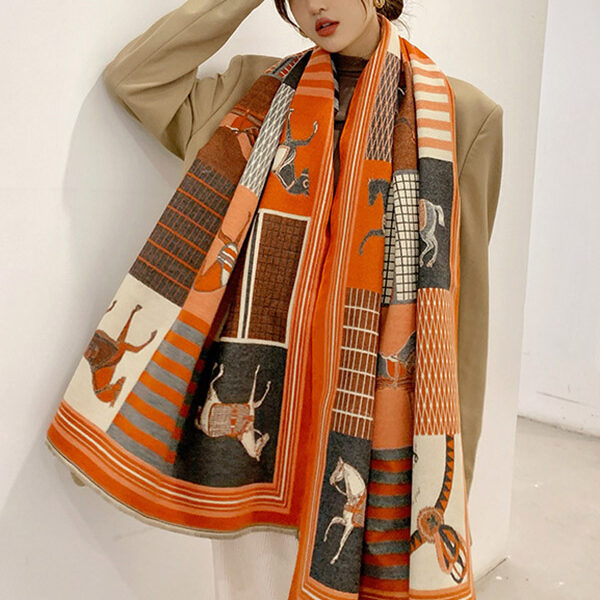 Imitation Cashmere Warm Wagon Scarf ORANGE-FREE SIZE SkuCY-!69988MaterialImitated Cashmere StyleLoose FeaturePrinted