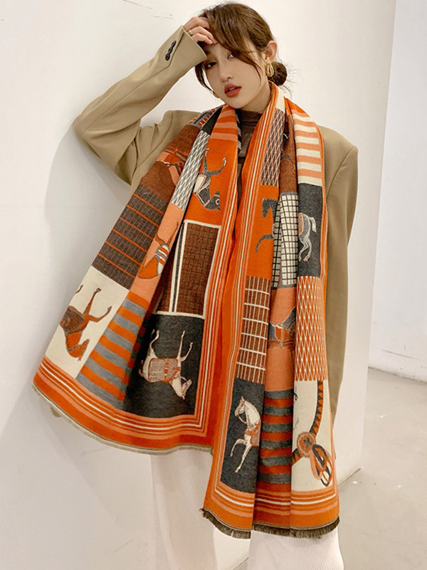 SkuCY-!69988MaterialImitated Cashmere StyleLoose FeaturePrinted