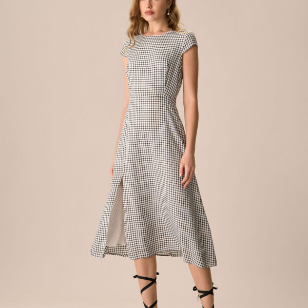 Fabric:This Plaid Midi Dress is made of Cotton and Viscose. Cotton fabric features humidity balance