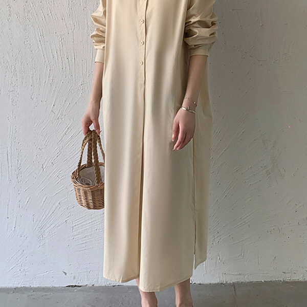 SkuCY-!110036MaterialCotton StyleLoose FeatureSolid Color NecklineLapel Collar OccasionCasual
