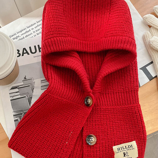 Simple Buttoned Keep Warm Solid Color Hats&Caps RED-One_size SkuCY-!112636MaterialAcrylic