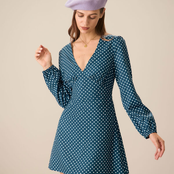 Fabric:This Polka Dot Mini Dress is made of Polyester. Polyester is an artificial fiber that feels soft