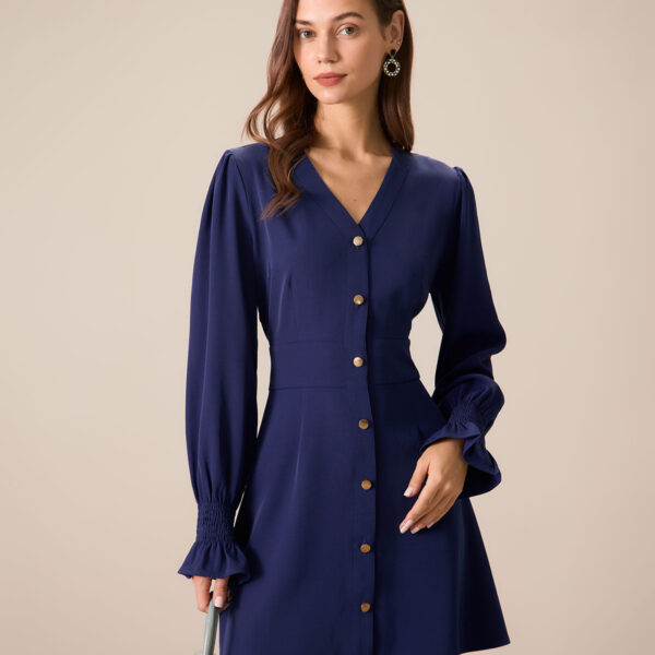 Fabric:This V-Neck Mini Dress is made of Polyester and Spandex. Polyester is an artificial fiber that feels soft
