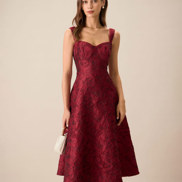 Fabric:This Jacquard Midi Dress is made of Polyester. Polyester is an artificial fiber that feels soft
