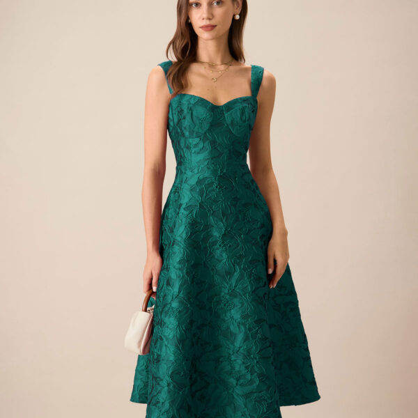 Fabric:This Jacquard Midi Dress is made of Polyester. Polyester is an artificial fiber that feels soft