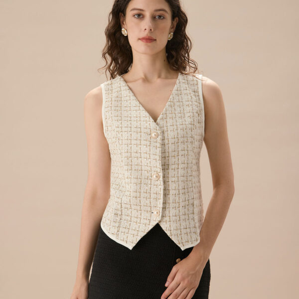 Fabric:This Tweed Vest is made of Polyester. Polyester is an artificial fiber that feels soft