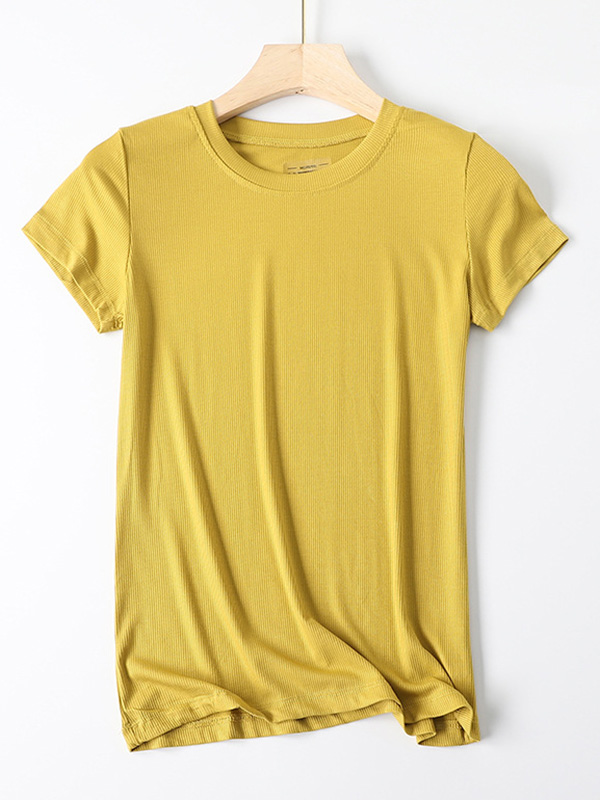 SkuCY-!75910MaterialModal StyleShort Sleeves FeatureSolid Color NecklineRound-neck OccasionCasual