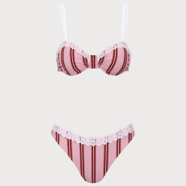 Back Neckline: Strap Fabric Stretch: High Stretch Waist: Low Waisted Closure Type: Elastic Waist Pattern Type: Striped Embellishment: Floral