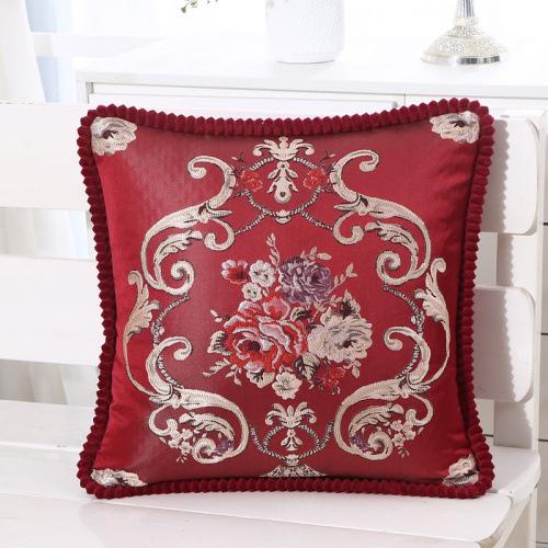 Floral Embroidered Pillow Case BURGUNDY-LARGE SIZE Sku CY-!26894 Material Spandex Style Square Feature Printed