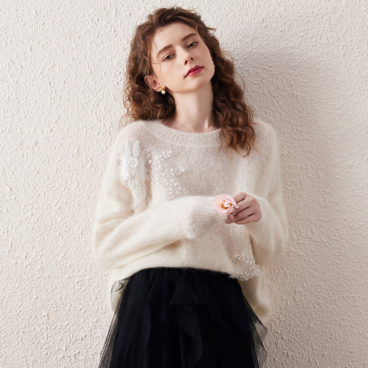 Elevate your wardrobe with our Elegant Embroidered Floral Sweater