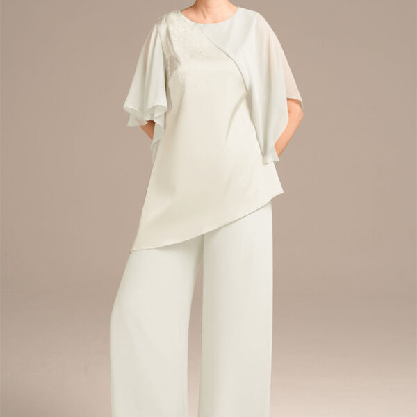 all while a jewel neckline adds a hint of sparkle to your ensemble.