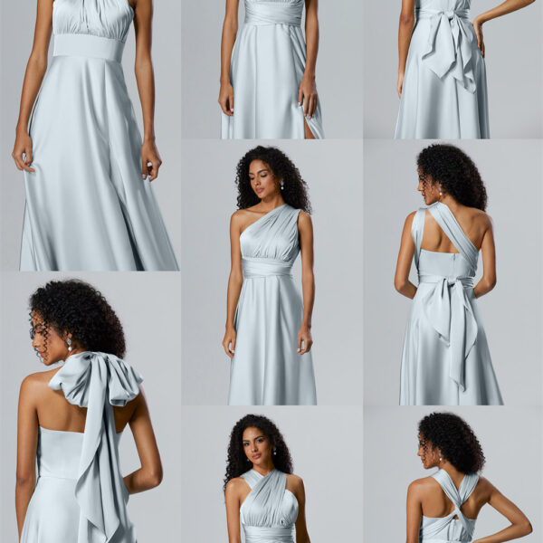 V-neck bridesmaid dress cascades into an A-line fantasy