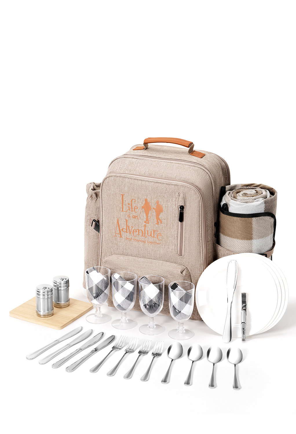 this all-in-one pack includes dining essentials and a cozy blanket for romantic outings anytime