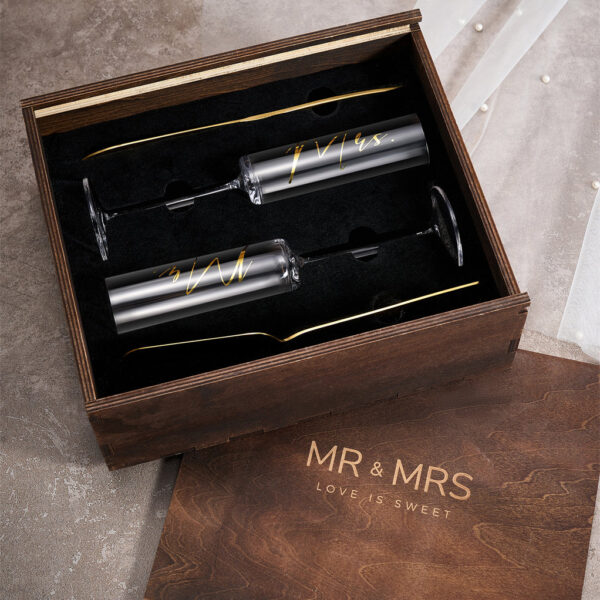 complete with sparkling Champagne Glasses - the perfect duo for your special day!