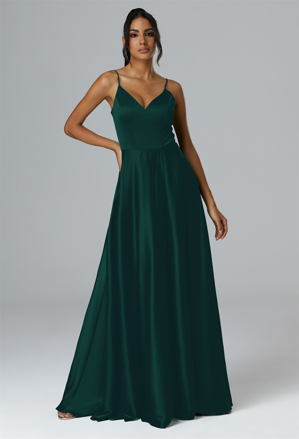where the V dips deep and the A-line sweeps wide. Be the bridesmaid who glides with grace.