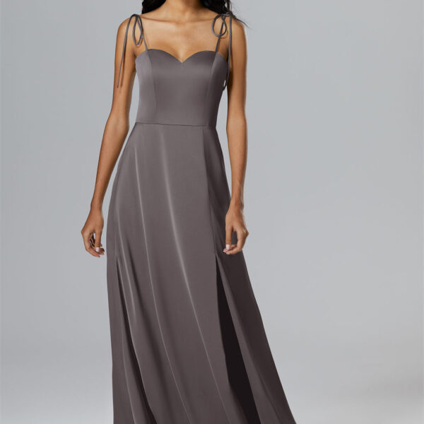 crowned with a sweetheart neckline that frames the face with delicate charm.