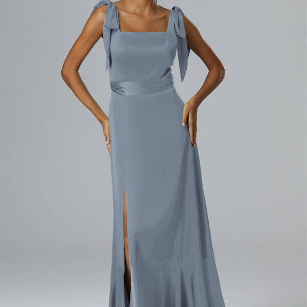 AW Solstice Dress crafting a canvas of pure elegance for a bridesmaid's poised appearance.