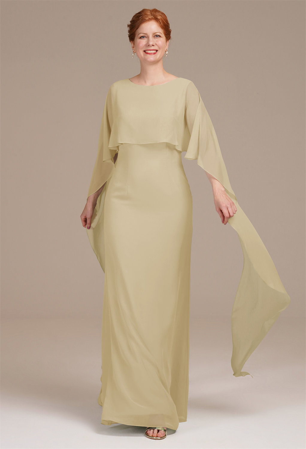 where floor-sweeping elegance meets fairy-like charm. Draped in flowing long sleeves