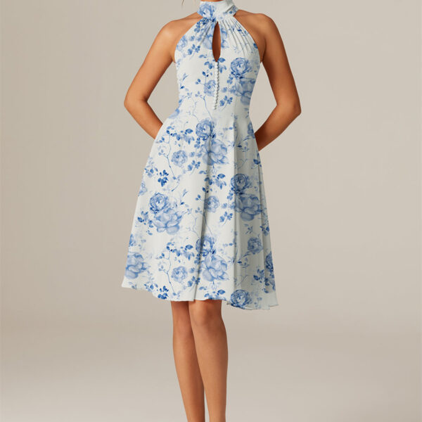 this knee-length dress with halter neckline can showcase every figure.