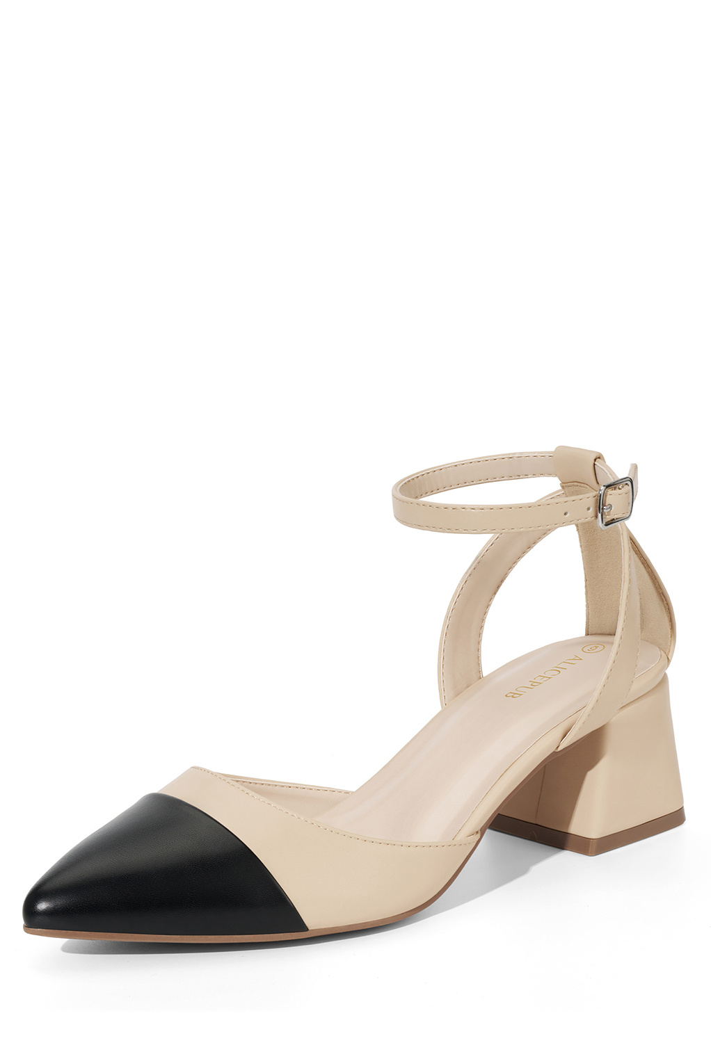 courtesy of a latex insole that cradles every contour. The spliced toe detail merges the pulse of elegance with a twist of the now. These chunky heel