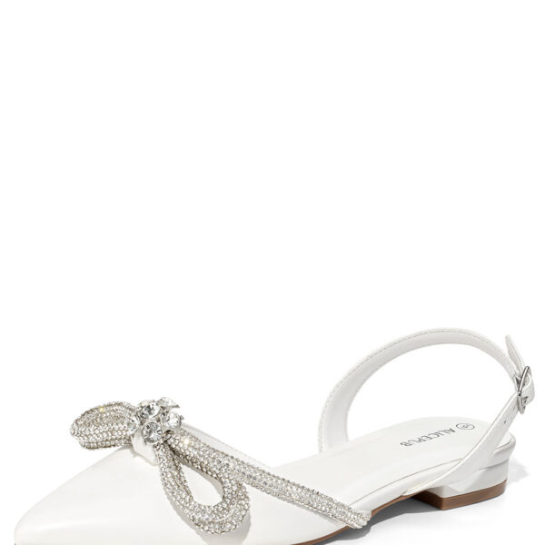 dazzle in style: these Glitter Bow Slingback Sandals are a testament to chic ease. Flaunt a crystal bow that catches the light and eyes alike