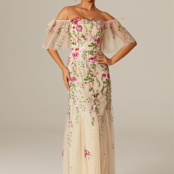 where delicate tulle hugs your form and blossoms at the ankle