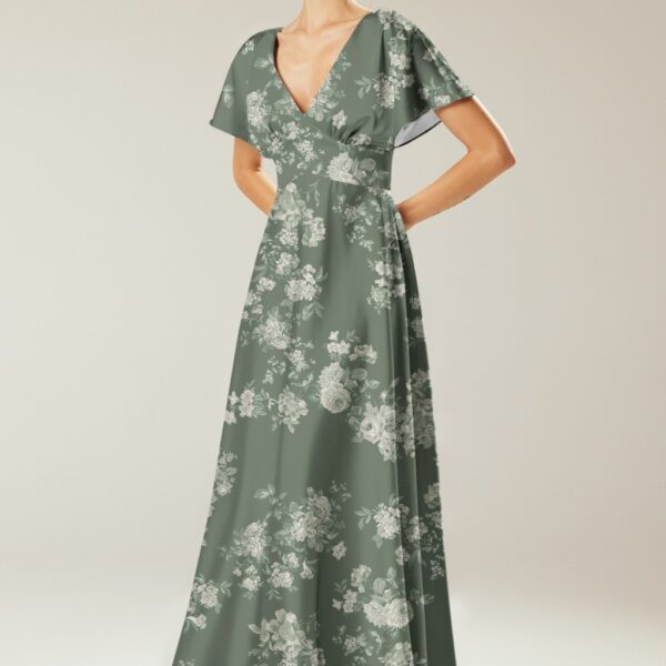 from the V-neckline to the waist