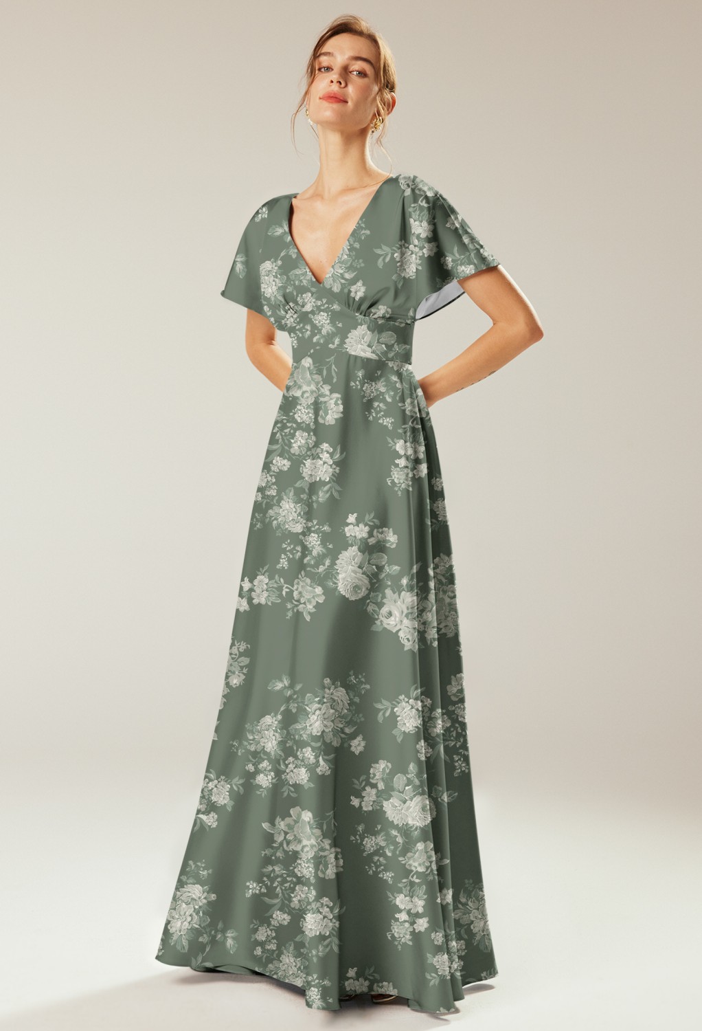 from the V-neckline to the waist