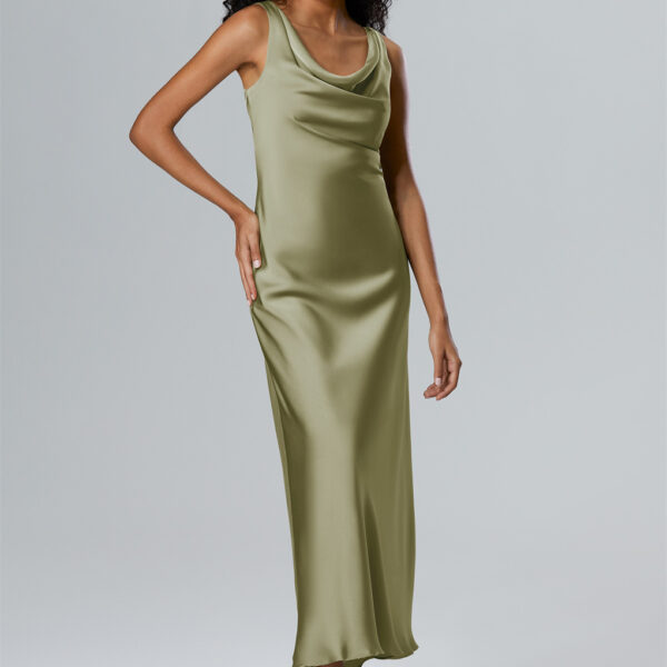 as the A-line shape gently sweeps to ankle length