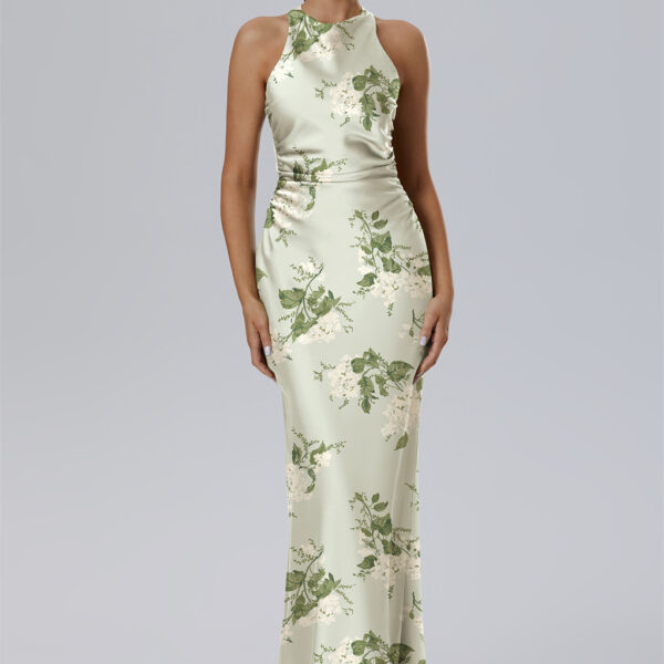 floor-length mermaid gown in Satin Charmeuse