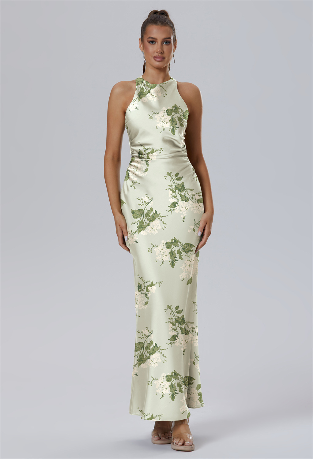 floor-length mermaid gown in Satin Charmeuse