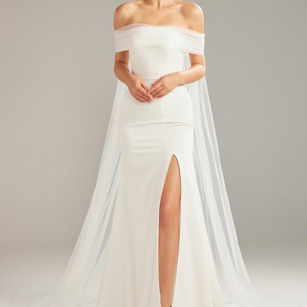 the satin floor-length gown excites a bride thatu2019d love to dress up for a ball. The sleeveless and strapless gown features a straight neckline