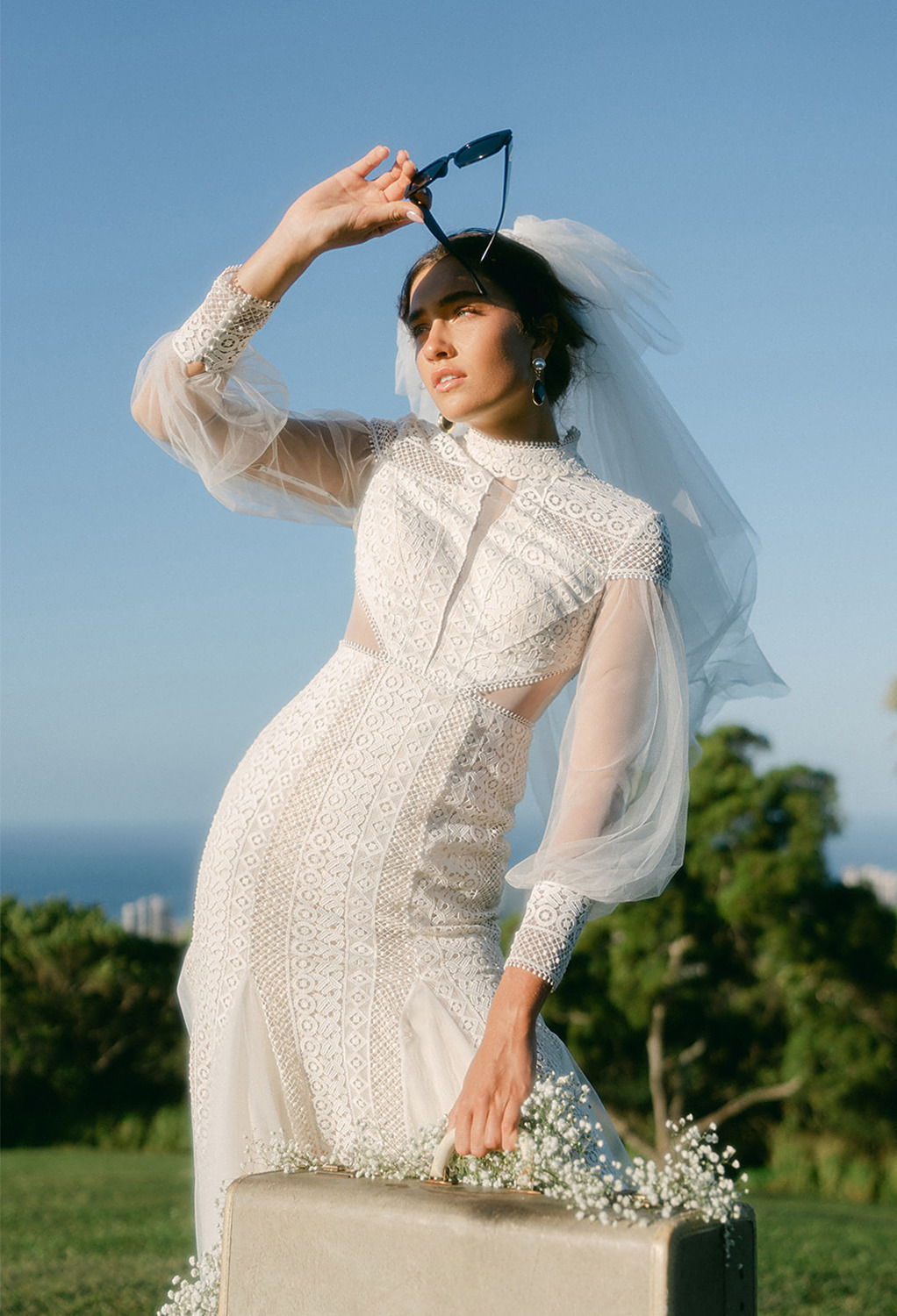 the AW Kellogg wedding dress presents you flawless before the altar. Designed as a turtleneck