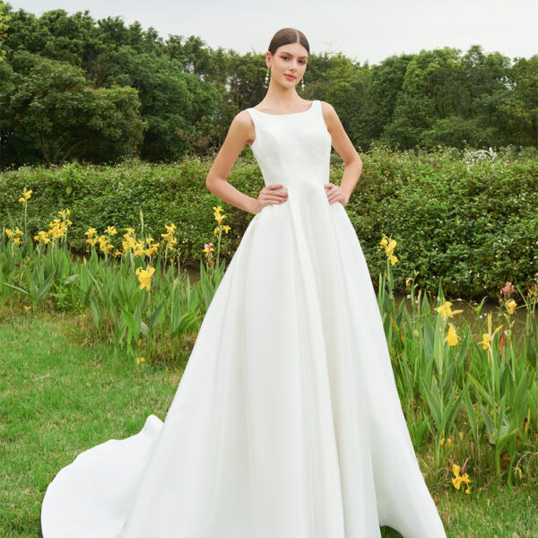 bateau neckline gown