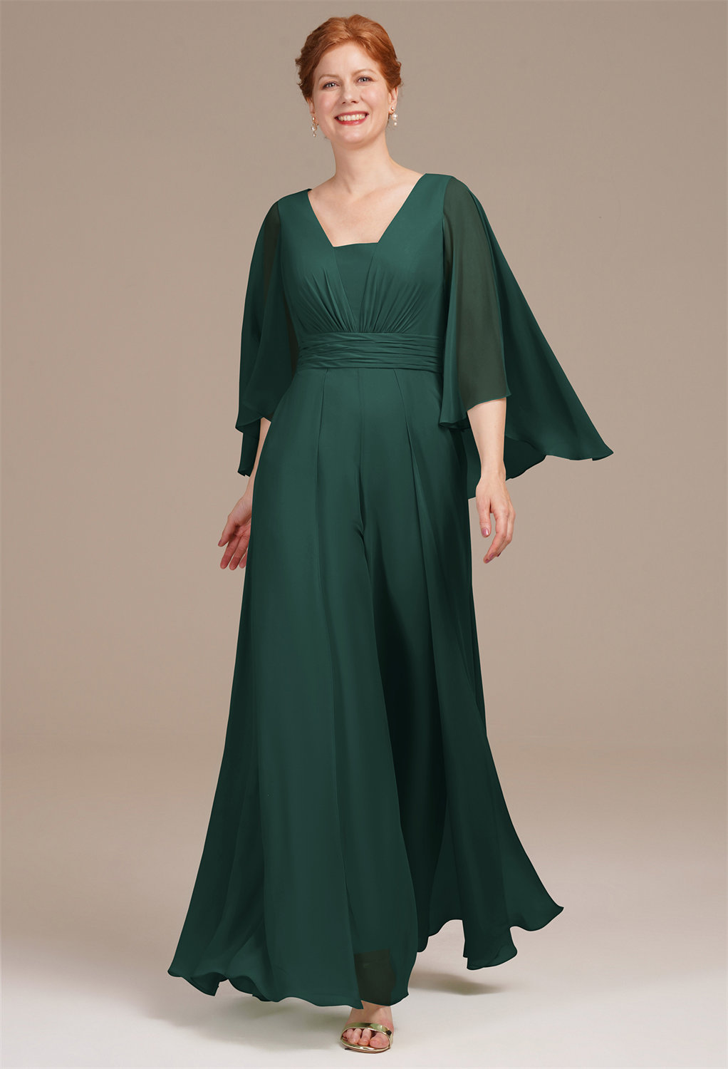 AW Bessie Dress cascades to a floor-length hem with a flattering A-line shape. It's designed with a gentle U-neck and adorned with delicate butterfly sleeves