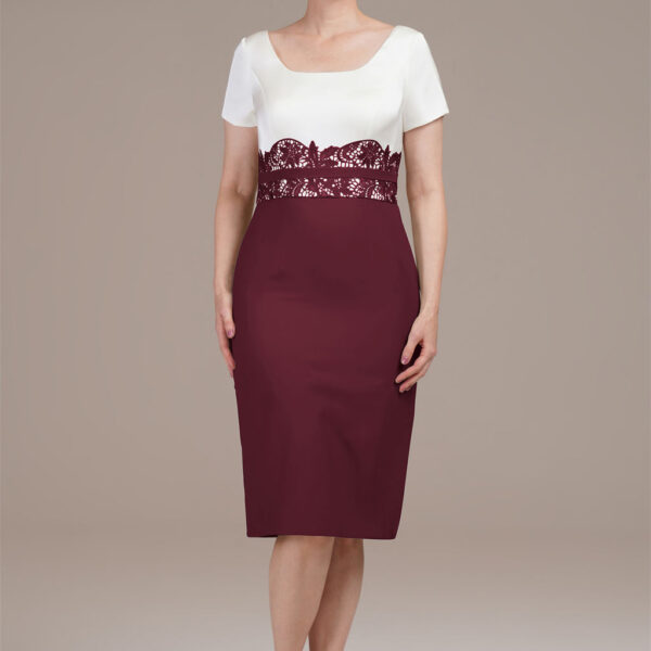 a waist adorned with lace applique