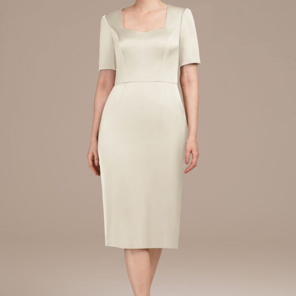 it showcases a striking asymmetrical neckline that commands attention
