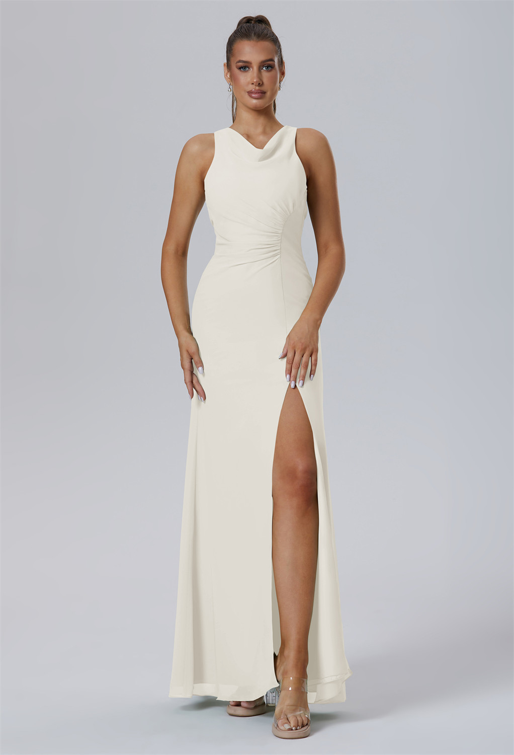 floor-length gown in flowy Chiffon